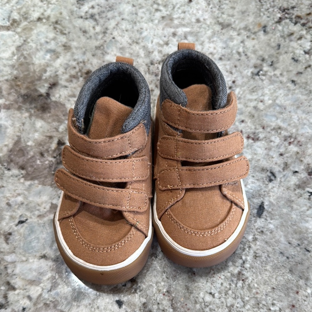 Brown Kids Boots with Velcro Straps